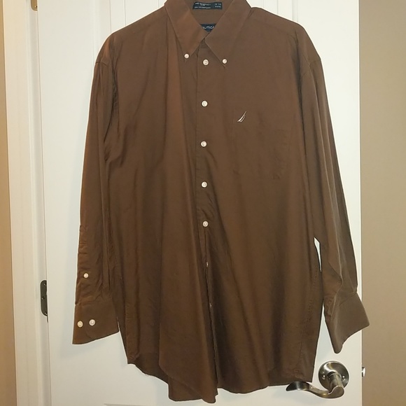 Nautica Dark Brown Dress Shirt 
